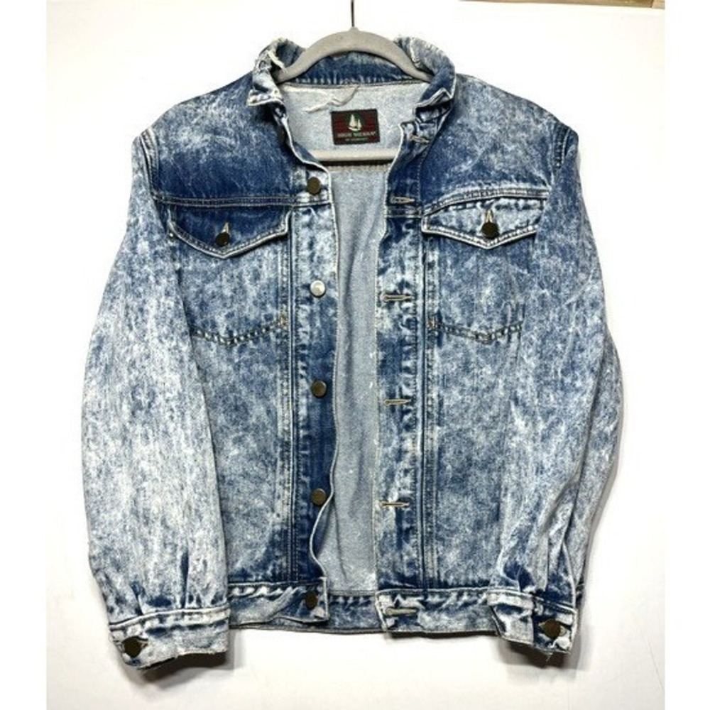 VTG Y2K High Sierra Acid Wash Denim Jacket Blue Trucker Mervyns 90s Distressed